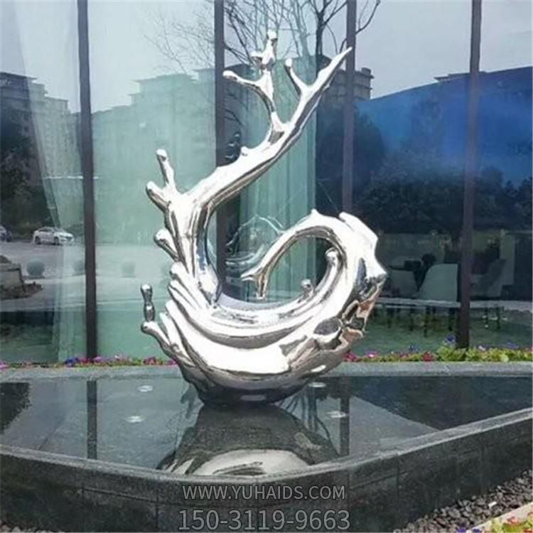 不銹鋼浪花雕塑，園林水景裝飾景觀擺件