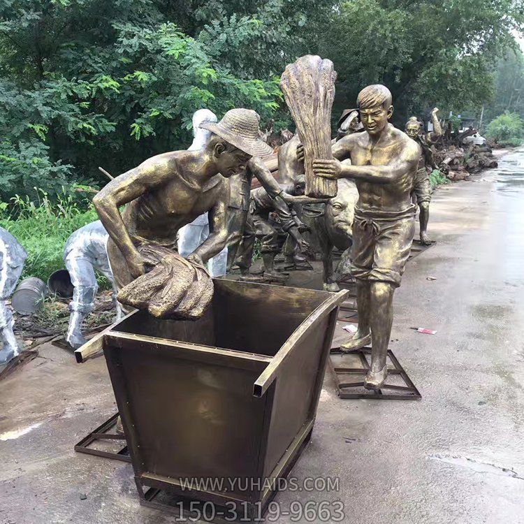 打麥子，民俗生活勞動(dòng)人物雕塑
