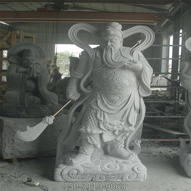 寺廟花崗巖關(guān)公像珈藍(lán)韋陀護法菩薩武財神雕像雕塑