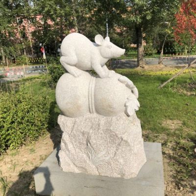 老鼠，十二生肖動物石雕擺件