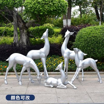 玻璃鋼純色梅花鹿雕塑，顏色可改