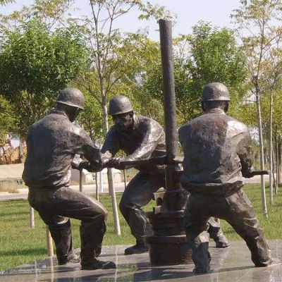 鉆井，民俗生活人物銅雕場景雕塑
