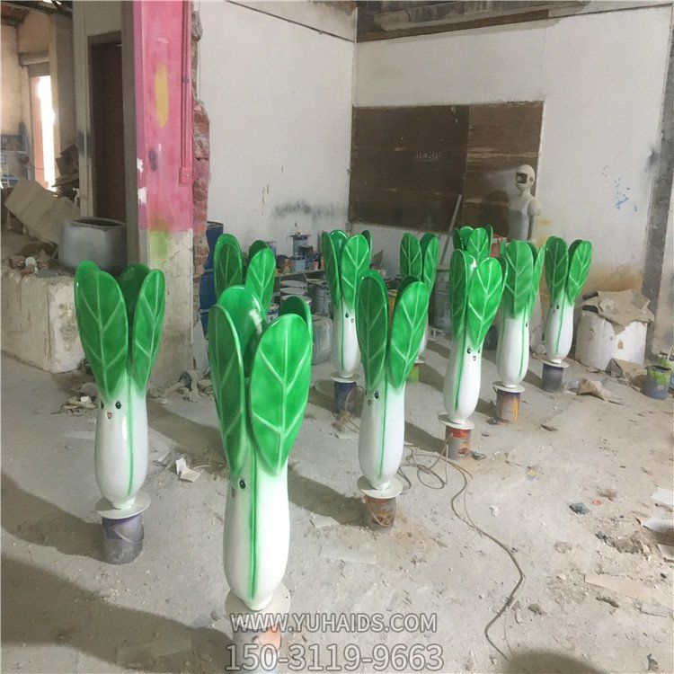 玻璃鋼卡通小油菜，仿真植物雕塑