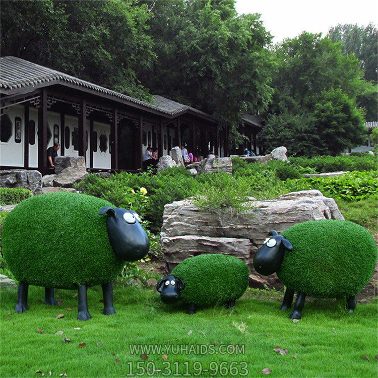 草皮肖恩羊，綠色可愛綠植動物擺件雕塑