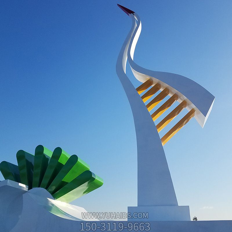 不銹鋼抽象戶外景觀仙鶴雕塑 不銹鋼抽象戶外景觀仙鶴雕塑