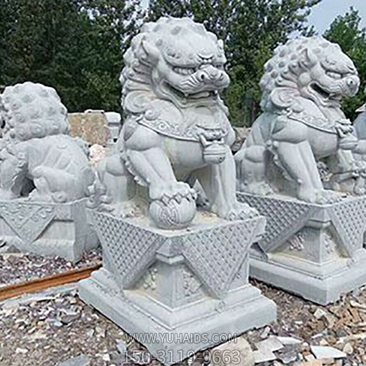青石浮雕庭院公司大門(mén)鎮(zhèn)宅招財(cái)石獅子擺件雕塑
