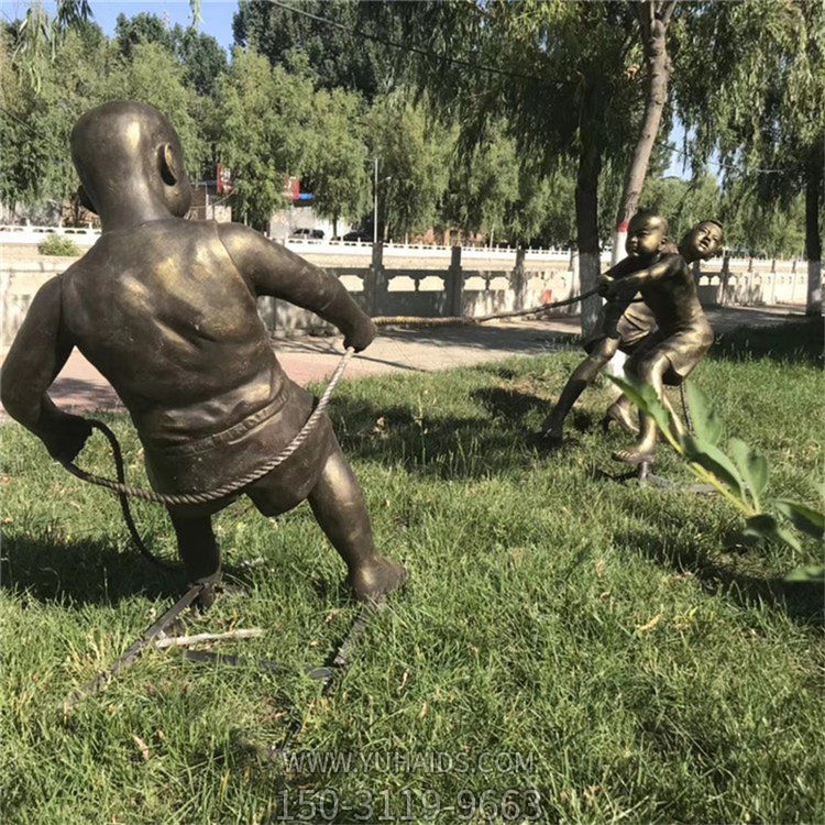 拔河，玻璃鋼民俗生活場景雕塑