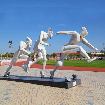 踢球，不銹鋼網(wǎng)格運(yùn)動(dòng)人物景觀雕塑