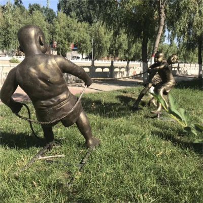 拔河，玻璃鋼民俗生活場景雕塑