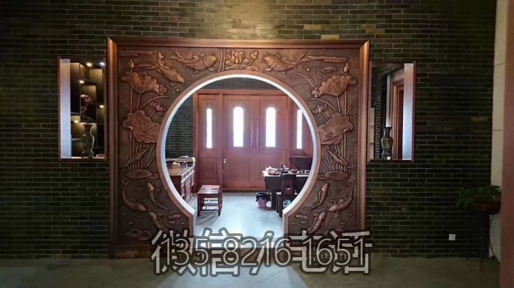 蓮蓮有魚銅浮雕，室內(nèi)裝飾拱門浮雕畫