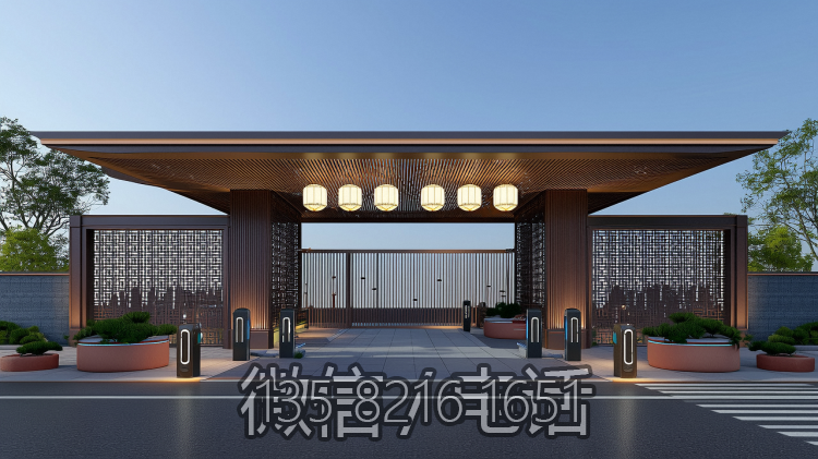 小區(qū)中式不銹鋼大門門頭造型