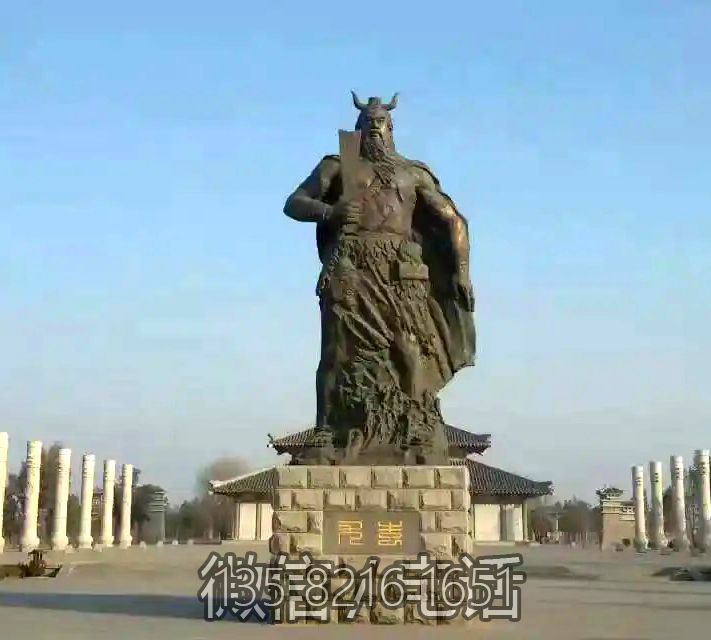 廣場(chǎng)景觀大型神話(huà)人物景觀玻璃鋼仿銅蚩尤雕塑