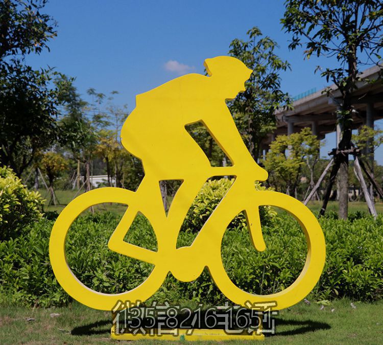 戶外大型剪影自行車運(yùn)動(dòng)人物玻璃鋼雕塑公園體育雕塑