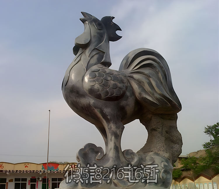 城市景觀(guān)大型動(dòng)物景觀(guān)擺件大理石青石石雕大公雞雕塑