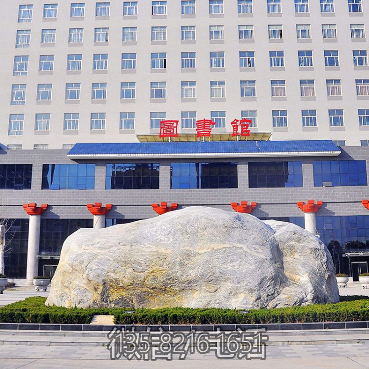 學(xué)校圖書館門前的自然景觀石