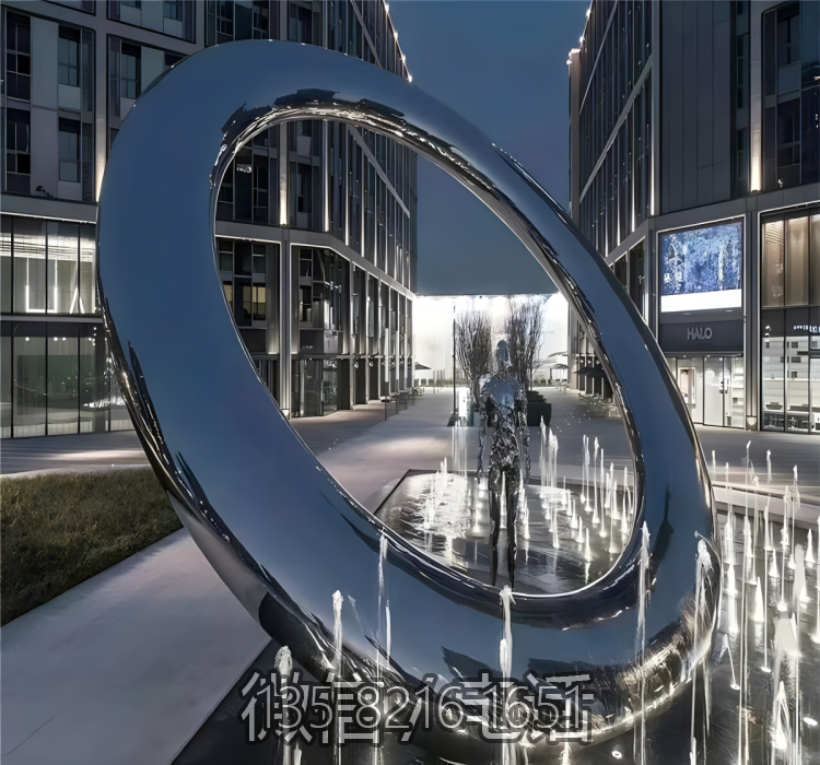 圓環(huán)雕塑-戶外廣場創(chuàng)意不銹鋼鏡面圓環(huán)雕塑