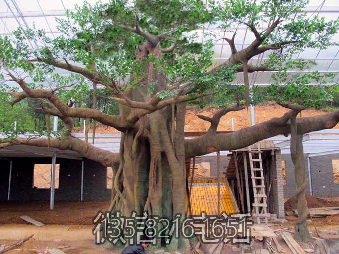 玻璃鋼、泡沫、水泥，仿真大樹雕塑