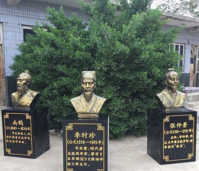 醫(yī)院學(xué)校廣場擺放鍍金扁鵲李時(shí)珍張仲景胸像古代人物銅雕