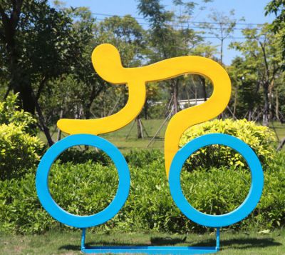 剪影自行車(chē)人物公園玻璃鋼運(yùn)動(dòng)小品雕塑