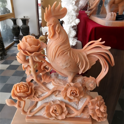 定制十二生肖動(dòng)物浮雕創(chuàng)意家居擺件晚霞紅景觀大公雞雕塑