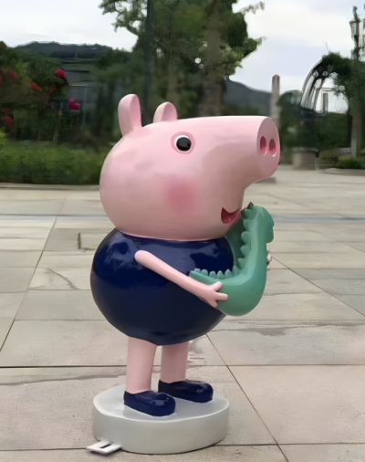 公園擺件玻璃鋼卡通動(dòng)物擺件小豬喬治雕塑