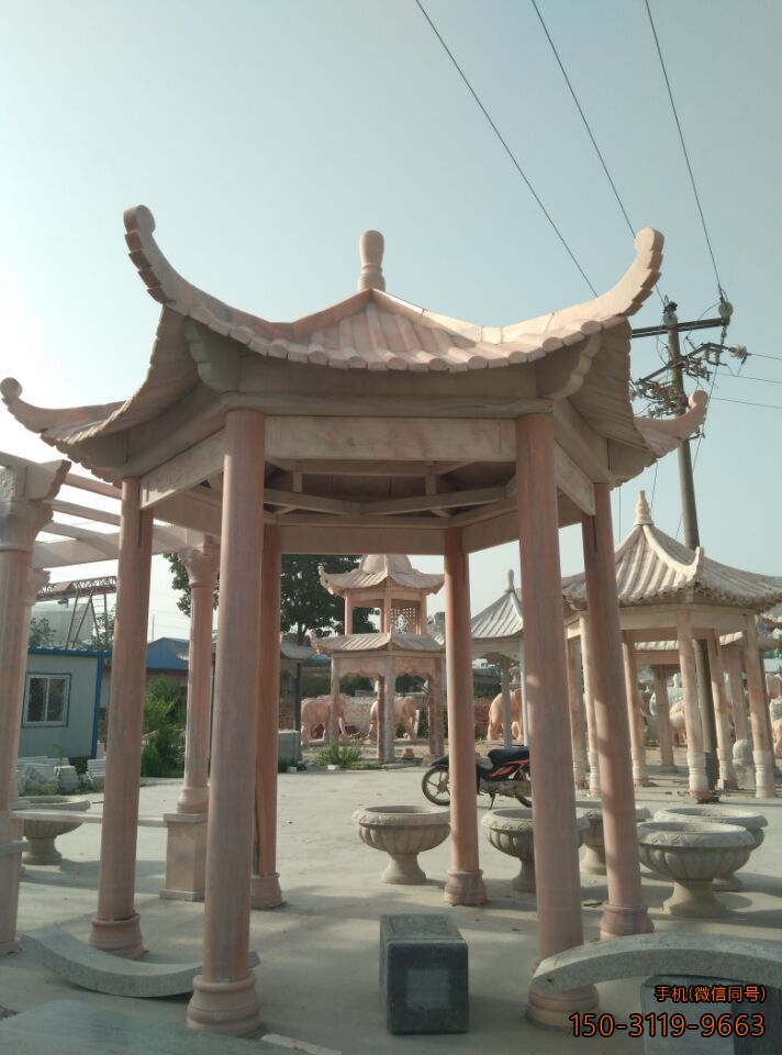 晚霞紅單層、單檐、加厚、六角涼亭