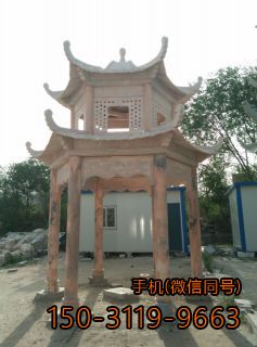 晚霞紅雙層、單檐、加厚、六角涼亭雕塑